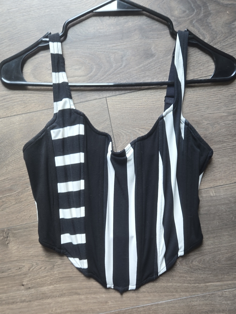 Killstar Black & White Striped Corset
